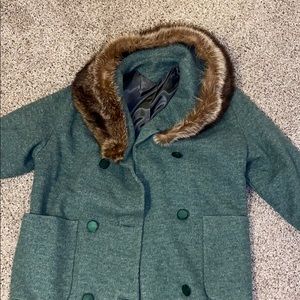 Antique wool jacket with a fur collar